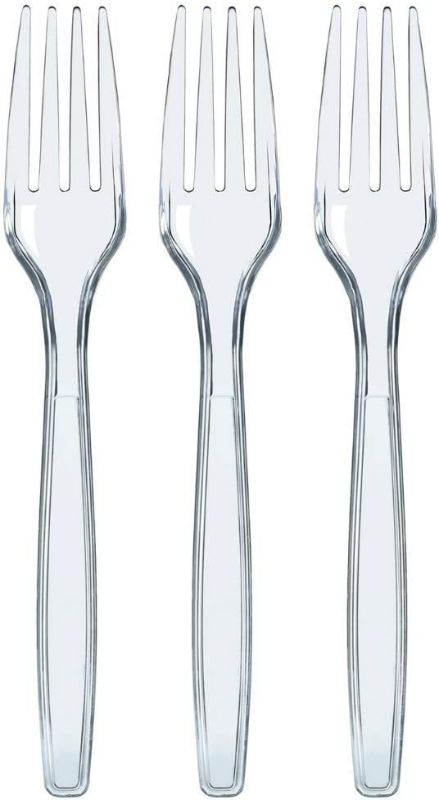 Photo 1 of MINI 300 Clear Plastic Forks | Heavyweight Plastic Forks | Fancy Plastic Cutlery | Elegant Forks Pack | Bulk Disposable Flatware | Utensils Set | Disposable Silverware Cutlery
