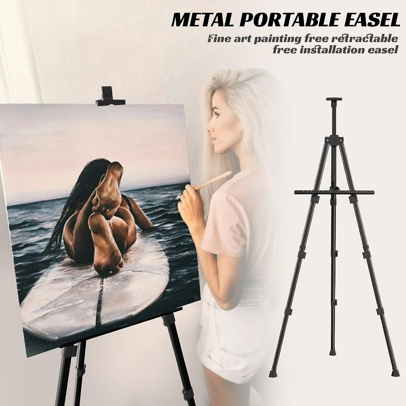 Photo 2 of Easels for Painting Canvas, Aredy Art Easel for Drawing, Portable Painting Easel Stand, Metal Table Top Easel (2 Pack)