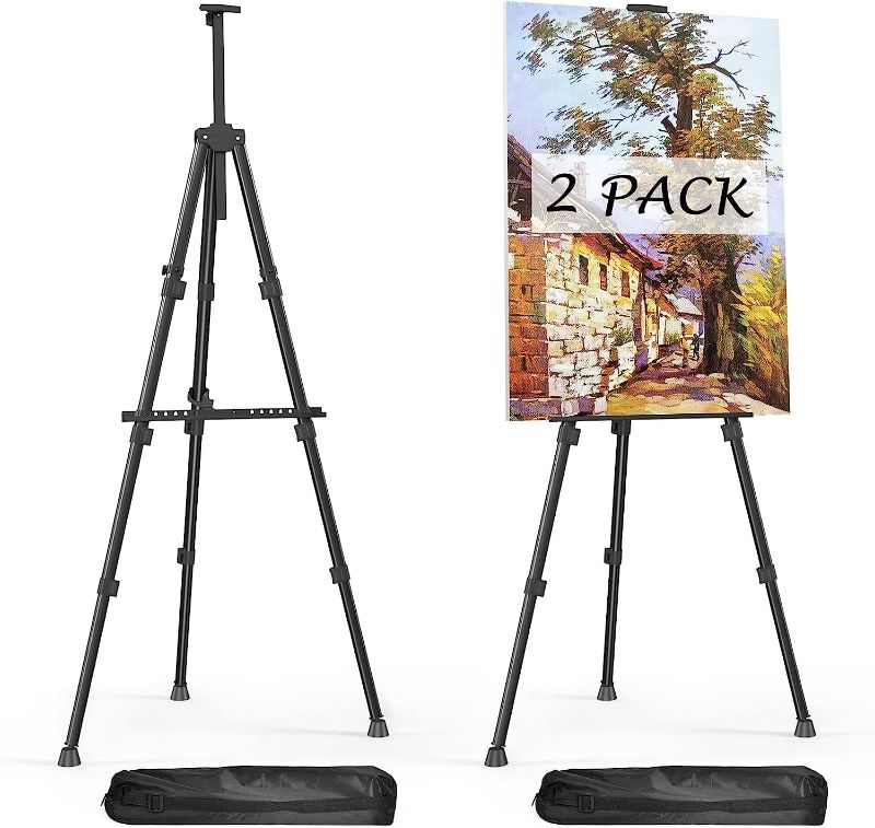 Photo 1 of Easels for Painting Canvas, Aredy Art Easel for Drawing, Portable Painting Easel Stand, Metal Table Top Easel (2 Pack)