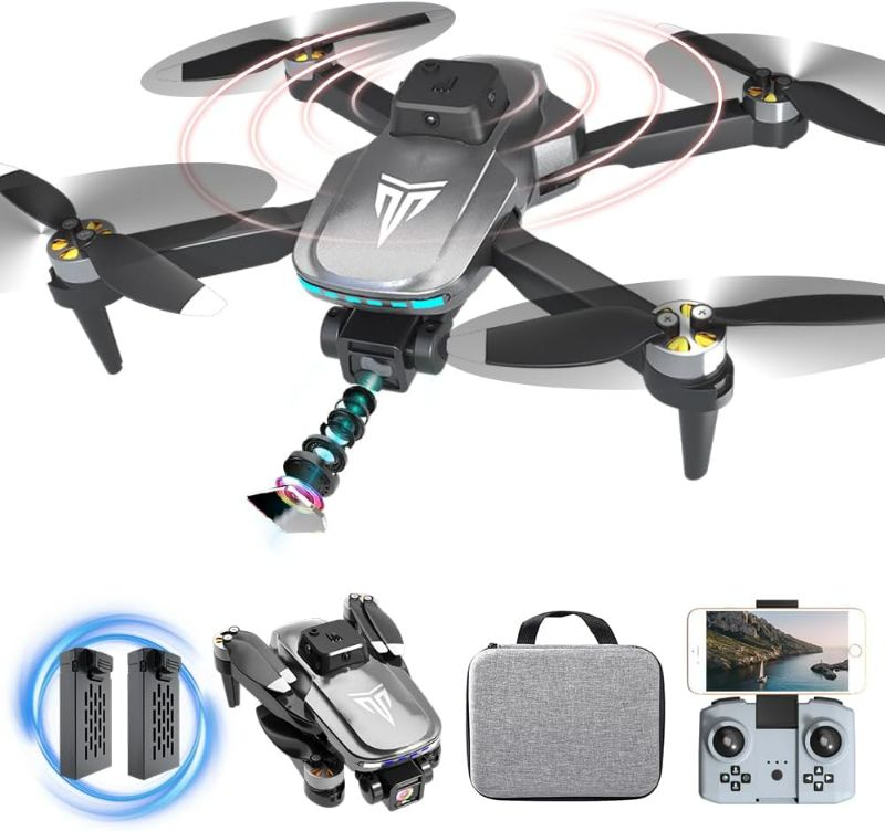 Photo 1 of Brushless Motor Drone with Camera-4K FPV Foldable Drone with Carrying Case,40 mins of Battery Life,Two 1600MAH,120° Adjustable Lens,One Key Take Off/Land,Altitude Hold,Christmas gifts,360° Flip
