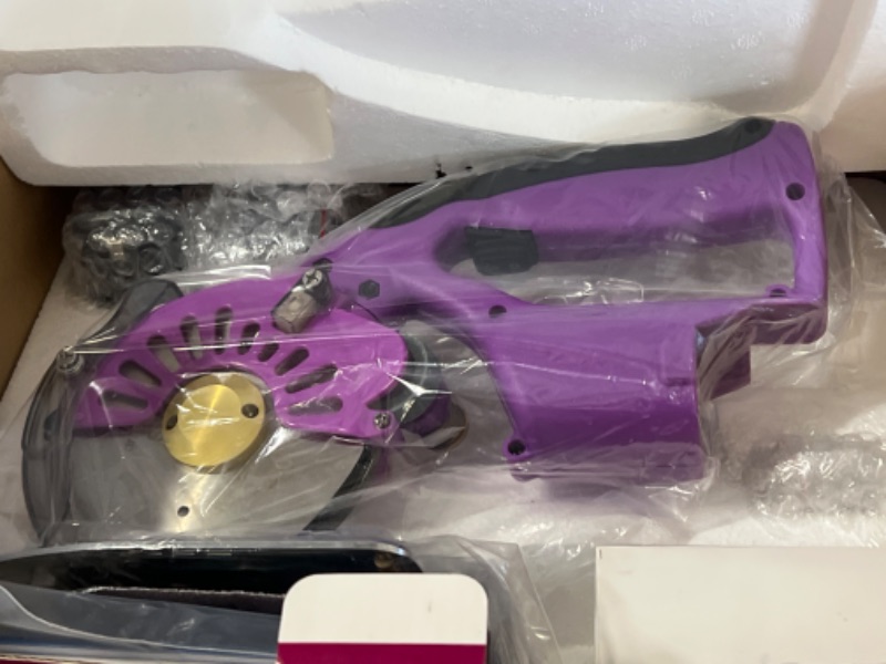 Photo 3 of PURPLE SEE PHOTO Reliable 2000FR Cloth Cutting Machine - Cordless Fabric Cutter with 2 x 14.8V Lithium Ion Battery and Charger, 5 Speed Setting and Powerful Servo Motor for Cutting Single Ply Fabrics Up-to 1 Inch High

