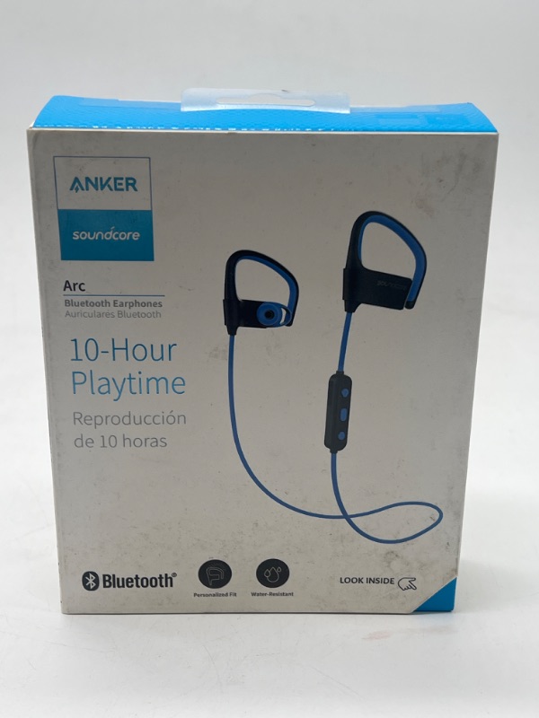 Photo 3 of Anker SoundBuds Arc Ear-Hook Wireless Headphones with 10-Hour Bluetooth Playtime and Adjustable Memory Metal Black+blue
