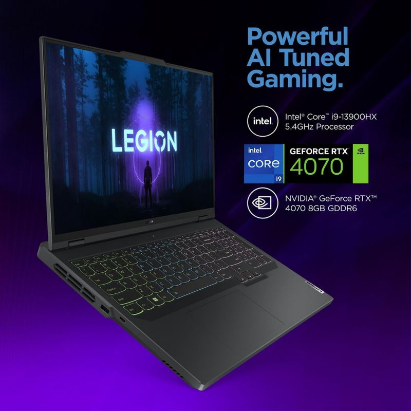 Photo 3 of Lenovo Legion Pro 5i Gaming Laptop, 16" WQHD IPS 165Hz Display, GeForce RTX 4070, Intel 13th Gen i9-13900HX, 32GB DDR5 RAM, WD_Black 1TB SSD, Webcam, 4-Zone RGB Backlit KB, Wi-Fi 6E, Windows 11 Home
