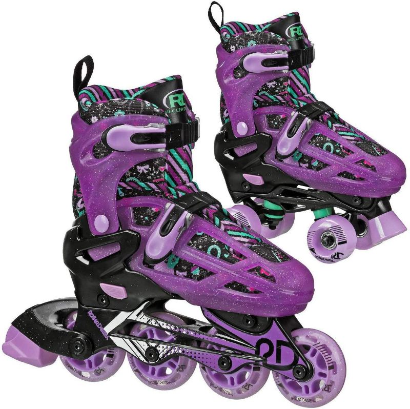 Photo 1 of Roller Derby Caspian Kids&#39; Adjustable Inline-Quad Combo Skates -girls adjustable size 3-6