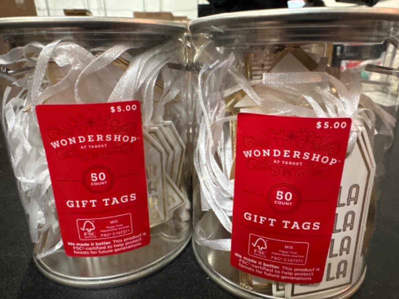 Photo 2 of 4 PACK 50ct Paint Can Christmas Gift Tag Gold - Wondershop™
