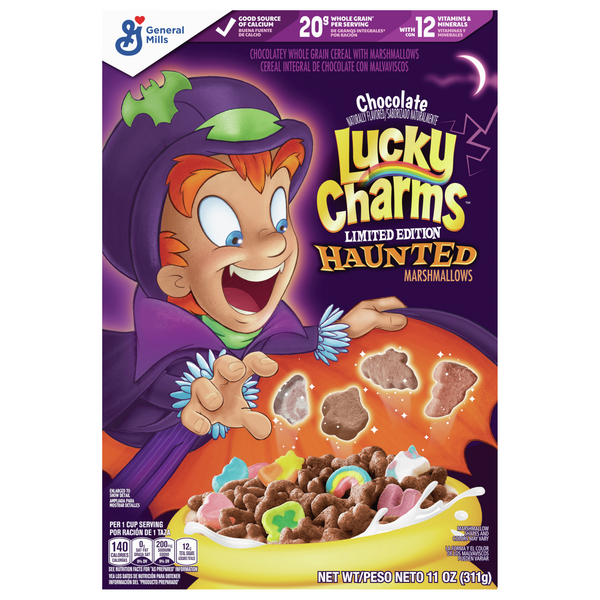 Photo 1 of 3 PACK Family Size Lucky Charms Haunted Marshmallows Limited Edition Chocolate Cereal 18.8oz Boxes