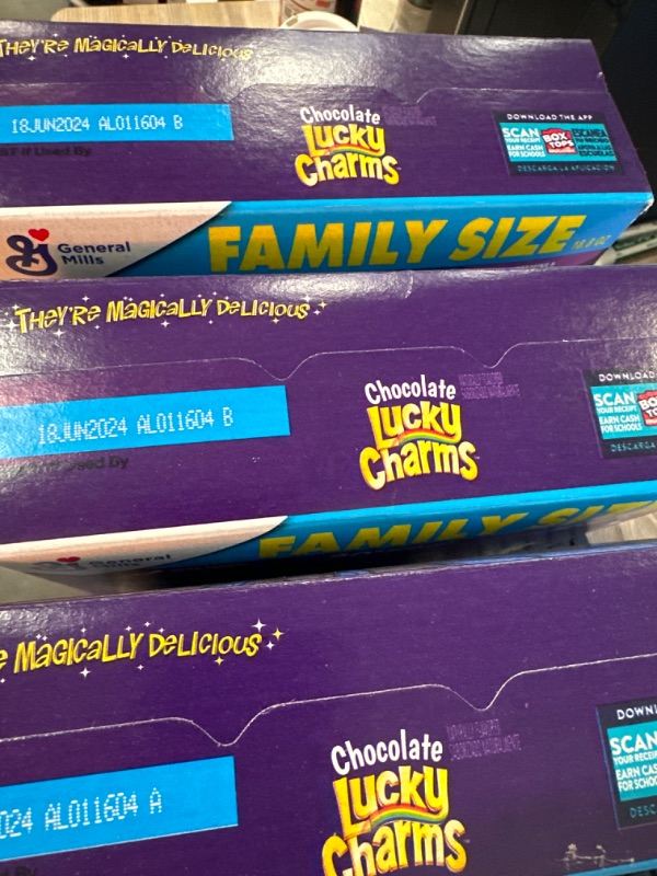 Photo 2 of 3 PACK Family Size Lucky Charms Haunted Marshmallows Limited Edition Chocolate Cereal 18.8oz Boxes