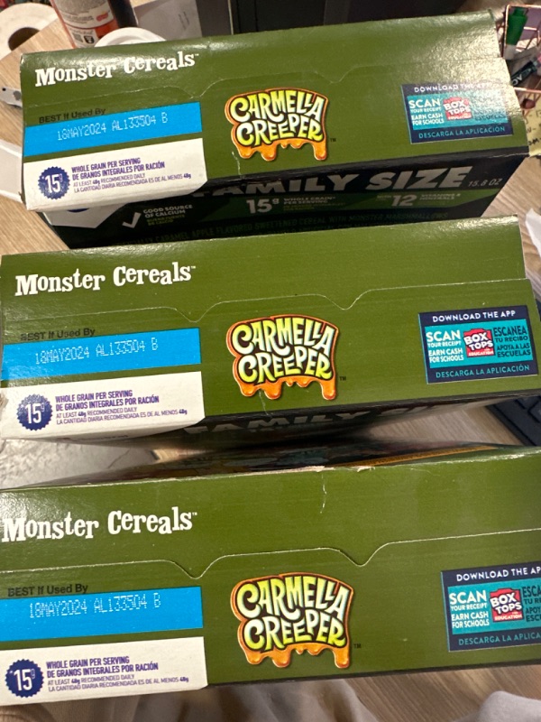 Photo 3 of 3 PACK General Mills Carmella Creeper Zombie Monster Breakfast Cereal Family Size, 15.8 oz
