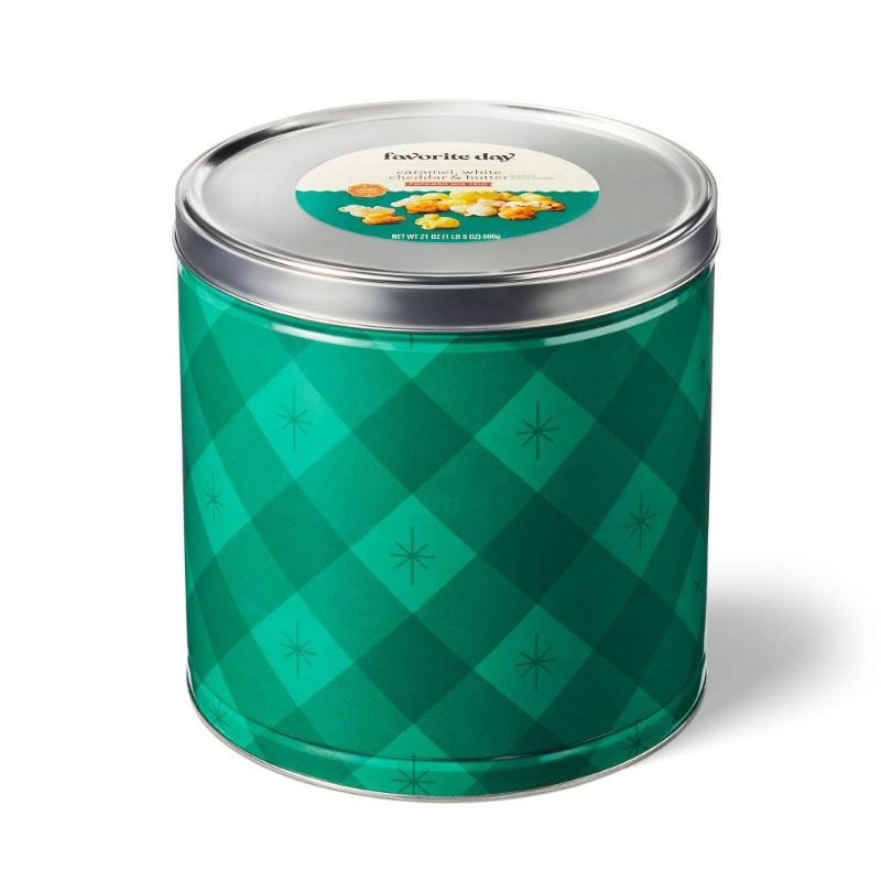 Photo 1 of Holiday Popcorn Mix Trio Caramel, White Cheddar, and Butter Popcorn, Green Plaid - 21oz - Favorite Day™
