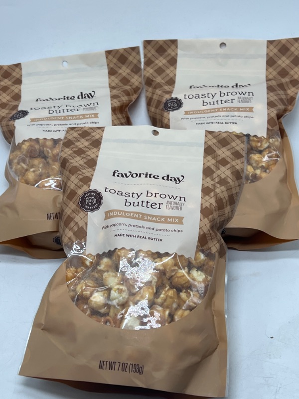 Photo 2 of 3 Pack Brown Butter Flavor Pretzel Mix Caramel Popcorn - 7oz - Favorite Day