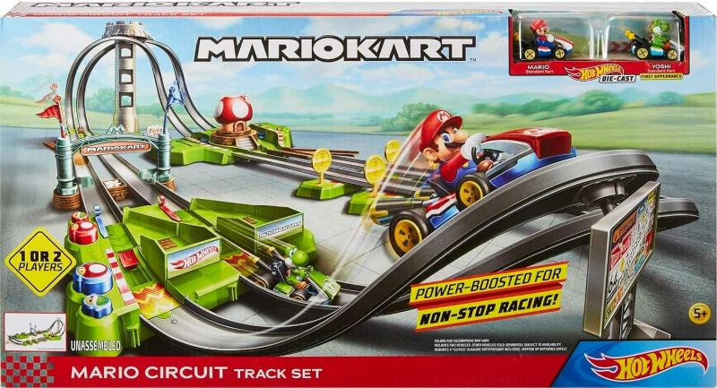 Photo 3 of Hot Wheels Mario Kart Circuit Track Set with 1:64 Scale Die Cast Kart Replica Ages 3 and Above