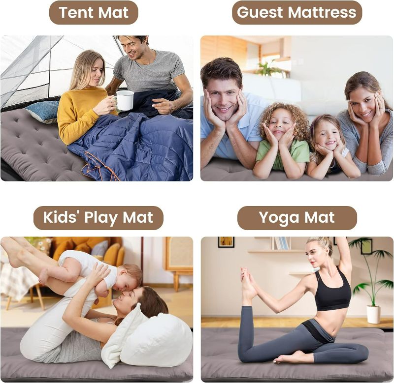 Photo 3 of ZonLi Japanese Futon Mattress Queen Size 60"x 80",100% Cotton Floor Mattress Pad,Foldable Tatami Mat Portable Dormitory Sleeping Pad,Roll Up Floor Lounger Bed for Adult Child (Grey)
