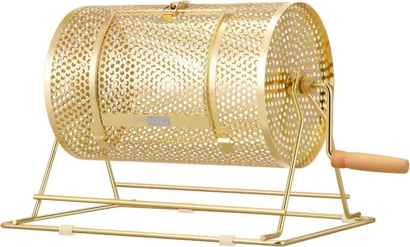 Photo 1 of VIVOHOME 16 Inch x 12 Inch Brass Plated Raffle Drum Lottery Spinning Drawing with Wooden Turning Handle Holds 5000 Tickets
