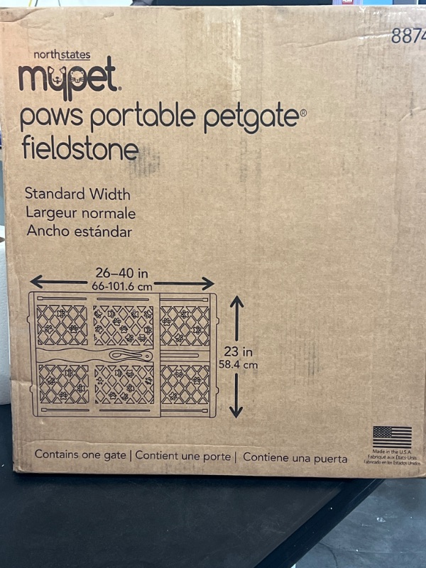 Photo 2 of MYPET North States Paws 40" Portable Pet Gate: Expands & Locks in Place with no Tools. Pressure Mount. Fits 26"- 40" Wide Fieldstone