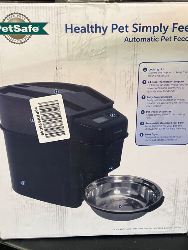 Photo 3 of PetSafe Healthy Pet Simply Feed Automatic Cat Feeder for Cats and Dogs - 24 Cups Capacity Pet Food Dispenser with Slow Feed and Portion Control (12 Meals per Day) - Includes Stainless Steel Bowl Simply Feed with Meal Splitter