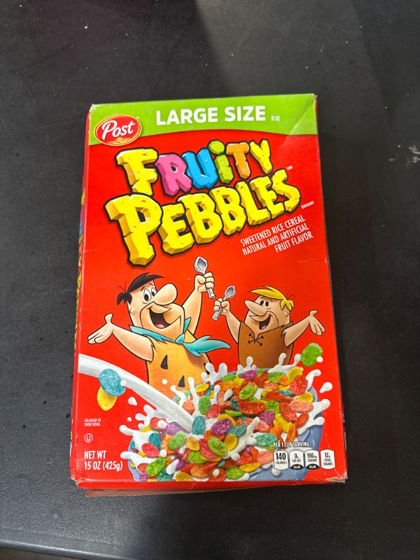 Photo 2 of Post Fruity PEBBLES Cereal Fruity Kids Cereal Gluten Free 15 OZ Large Size Box