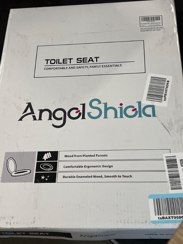 Photo 3 of Black Elongated Toilet Seat Natural Wood Toilet Seat with Zinc Alloy Hinges, Easy to Install also Easy to Clean, Scratch Resistant Toilet Seat by Angol Shiold (Elongated, Black)
