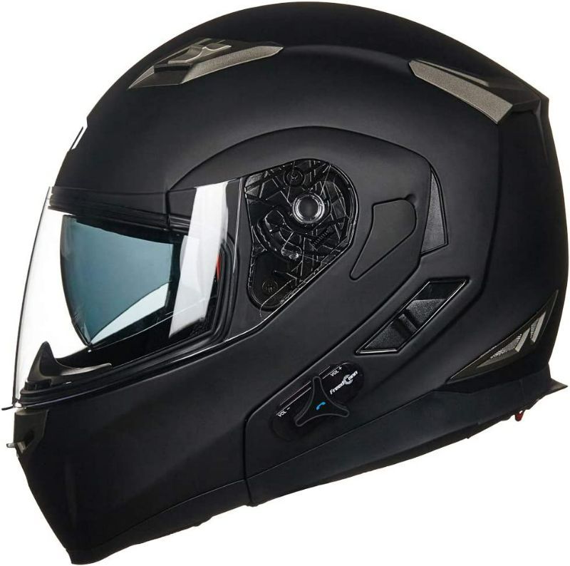 Photo 1 of ILM Bluetooth Integrated Modular Flip up Full Face Motorcycle Helmet Sun Shield Mp3 Intercom Model 953PRO (XL, Matte Black)
