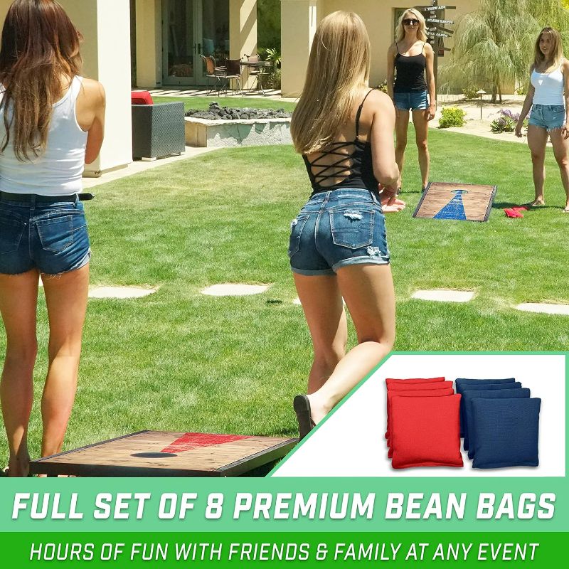 Photo 2 of GoSports Classic Cornhole Set – Includes 8 Bean Bags, Travel Case and Game Rules (Choice of style) 4’x2’ Rustic