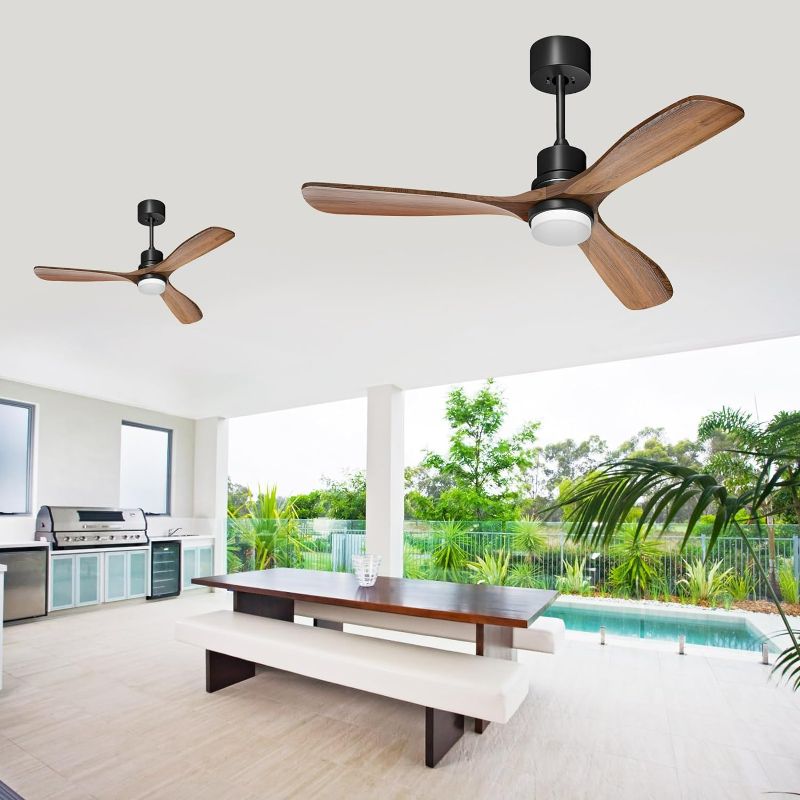 Photo 2 of Obabala 52" Ceiling Fan with Lights Remote Control Outdoor Wood Ceiling Fans Noiseless Reversible DC Motor
