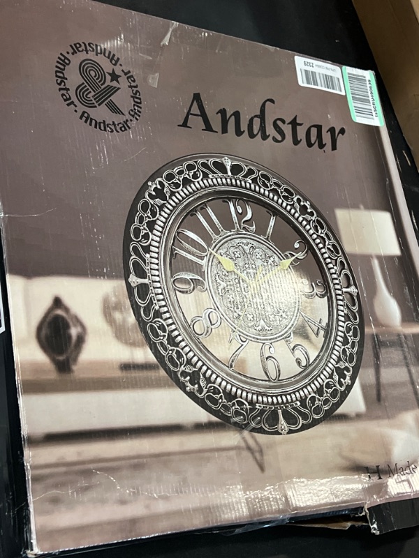 Photo 2 of ANDSTAR 14 Inch Vintage Retro Wall Clocks Battery Operated Easy to Read Decorative Vintage Rustic Wall Clocks for Kitchen Living Room Bedroom Decor 14 inch Antique Black