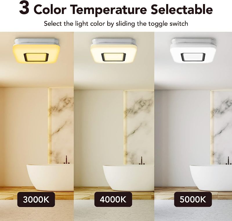 Photo 1 of OREiN Bathroom Exhaust Fan with Light, 110 CFM 2.0 Sones, 27W Bathroom Fan with Light for Home, 1500lm LED Light 3000K/4000K/5000K Selectable & Nightlight, FCC/ETL Listed, Bathroom Fan Light Combo