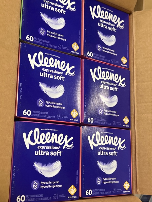 Photo 3 of Kleenex Expressions Ultra Soft Facial Tissues, 8 Flat Boxes, 120 Tissues per Box, 3-Ply, Packaging May Vary
