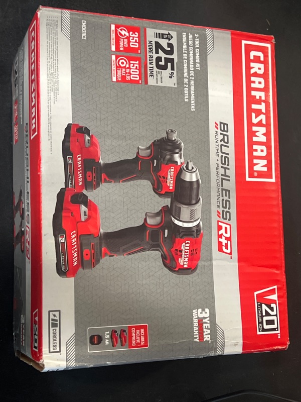 Photo 3 of CRAFTSMAN V20 RP Cordless Drill and Impact Driver, Power Tool Combo Kit, 2 Batteries and Charger Included (CMCK211C2)