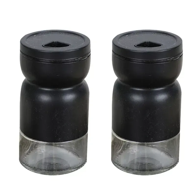 Photo 1 of 4 Piece Original Glass Salt and Pepper Shakers Set with Adjustable Pour Holes - Stainless Steel Salt Shaker and Pepper Shaker - Farmhouse Salt and Pepper Shaker Set,black

