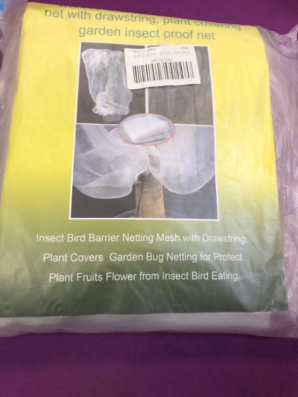 Photo 2 of 4 Pack Garden Mesh Netting for Plants Fruits Blueberry Bushes Protection Netting Covers Bags with Drawstring, 2 Sizes Tomato Protective Cover Bird Netting Garden Plant Barrier Bags for Vegetables Tree