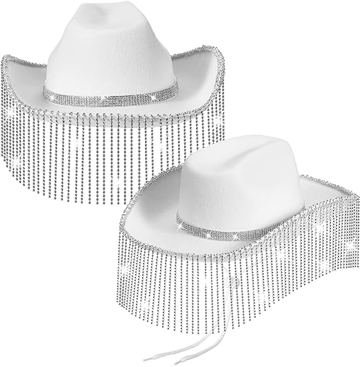 Photo 1 of 
Visit the Yahenda Store
Yahenda 2 Pcs Women Rhinestone Cowboy Hat Fringe Rhinestone Cowgirl Hat Glitter Bling Sequin Western Cowboy Hat