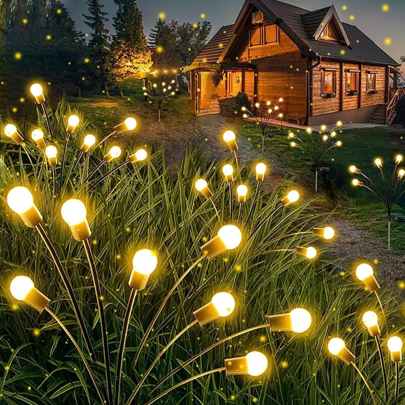 Photo 1 of  Firefly Solar Lights Outdoor 10 Led Bulb 2 Pack - Swaying Flicker Flashing 2 Modes Garden Light - Upgrade Fairy Twinkling Pathway Decor - Warm White