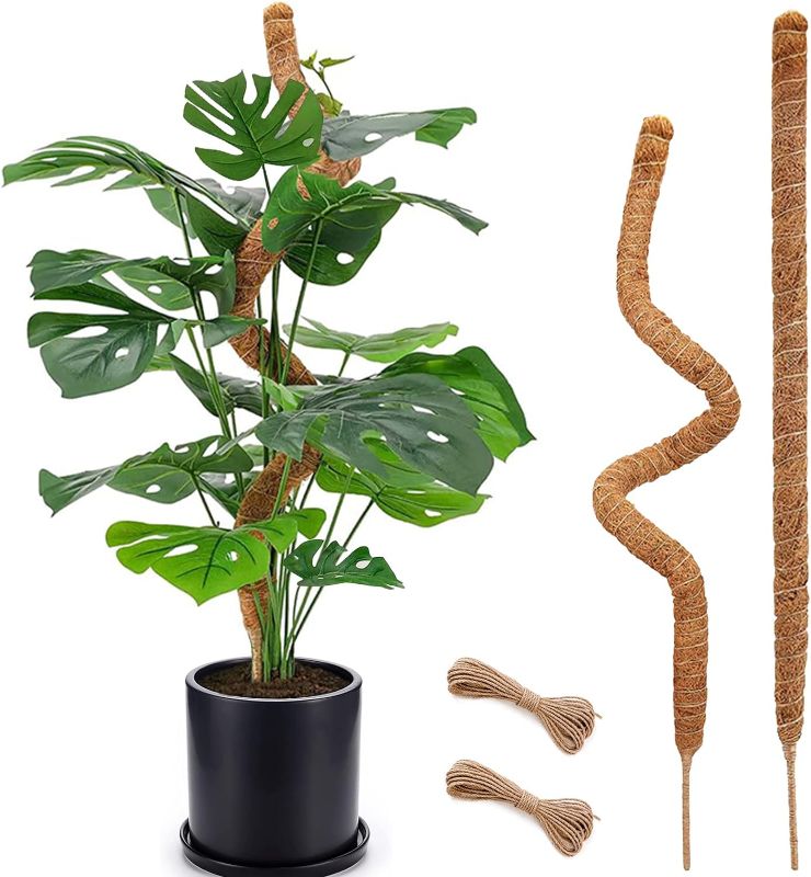 Photo 1 of 2 Pack Moss Pole, 28 Inch Bendable Moss Pole for Plants Monstera, Moss Poles for Climbing Plants Indoor, Coir Plant Pole Sticks Support Stakes for Potted Plants, Pothos, Philodendron