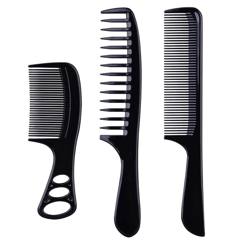 Photo 1 of  3 Pcs Piece Professional Comb Fine Pro Tail Combs ,Dresser Hair Comb Styling Comb - Wide Tooth Comb, Anti Static Wet Hair Curling Comb Men's and Women's Black Suit