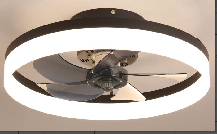 Photo 1 of 19.7" Ceiling Fans With Lights, Semi-enclosed Flush Mount Low Profile Ceiling Fan for Safe Use, 6 Speeds, Reversible, LED Dimmable, 3 Color Temperature Optional, DC Motor,With Remote (Minimalist)