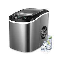 Photo 1 of 9.5 in. 26 lbs. Portable Countertop Ice Maker Machine for Crystal Ice Cubes with Ice Scoop in Stainless Steel
