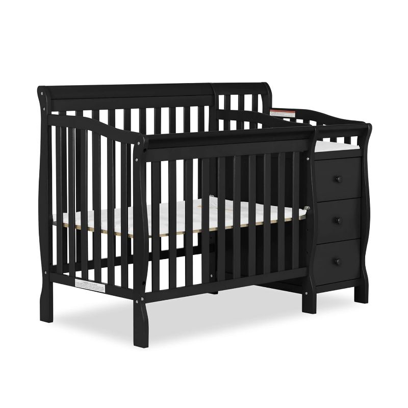 Photo 1 of Dream On Me Jayden 4 in 1 Convertible Portable Crib w/ Changer with Dream On Me 3 Portable Crib Mattress, White