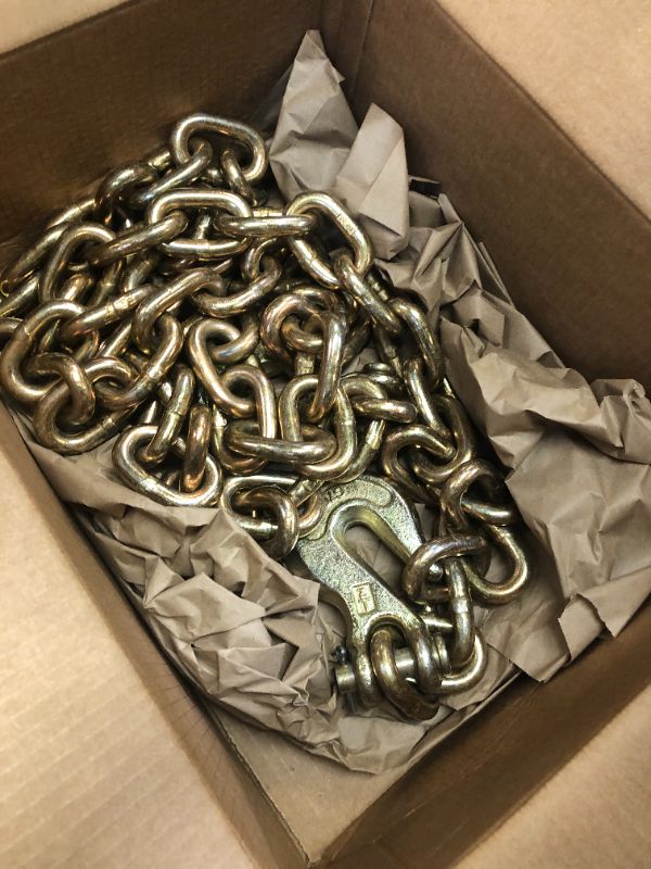 Photo 3 of TOYO-INTL G80 Transport Binder Chain 3/8 Inch x 20 Foot Safety/Binder Chain with Clevis Grab Hooks 7,100 lbs Safe Working Load Logging Chain for Transporting Towing Tie Down Binding Equipment 3/8 Inch x 20FT