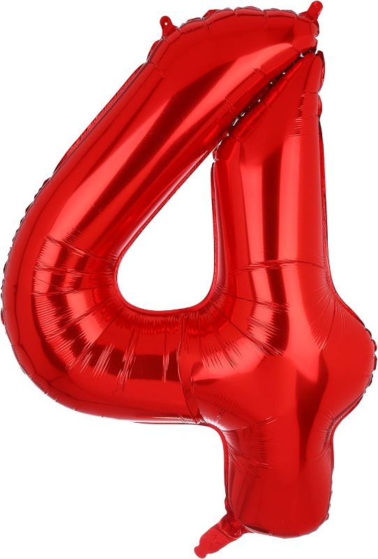Photo 1 of  Red Number Balloons Mylar Foil Helium Digital Balloons