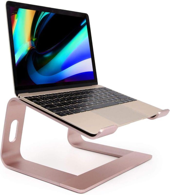 Photo 1 of Laptop Stand, Ergonomic Aluminum Laptop Mount Computer Stand, Detachable Laptop Riser?Notebook Holder Stand Compatible with MacBook Pro/Air HP Lenovo Samsung Huawei ?All 10-17.3" Laptops(Rose Gold)