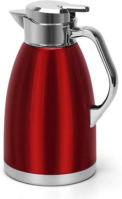 Photo 1 of 61oz Thermal Coffee Carafe Insulated Carafe Stainless Steel Vacuum Thermos Coffee Dispenser Coffee Carafes for Keeping Hot, Coffee, Tea, Hot Water, Hot Beverage Dispenser, 12 Hour Heat Retention?Red?