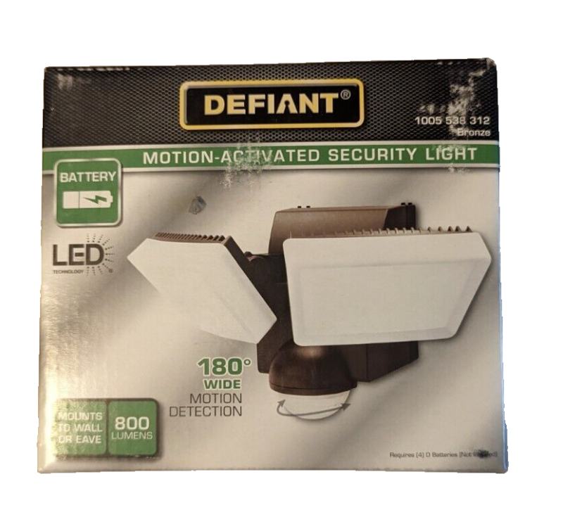 Photo 1 of Defiant 180-Degree Bronze Twin Battery Motion Sensor Outdoor LED Flood Lights
