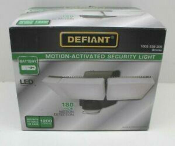 Photo 1 of Defiant 180° Bronze Triple Battery Motion Sensor Outdoor LED Flood Lights
