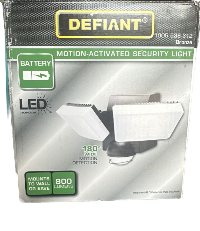Photo 1 of Defiant 180-Degree Bronze Twin Battery Motion Sensor Outdoor Integrated LED
