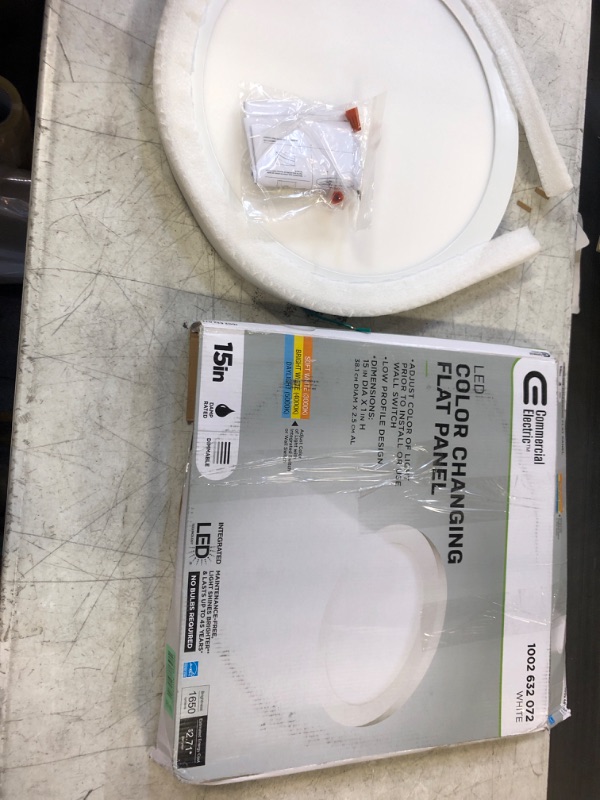 Photo 2 of 15 in. 22.5-Watt Dimmable White Integrated LED Edge-Lit Round Flat Panel Ceiling Flushmount with Color Changing CCT