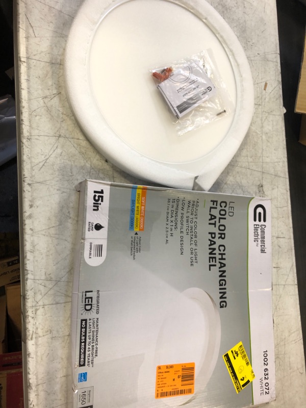 Photo 2 of 15 in. 22.5-Watt Dimmable White Integrated LED Edge-Lit Round Flat Panel Ceiling Flushmount with Color Changing CCT