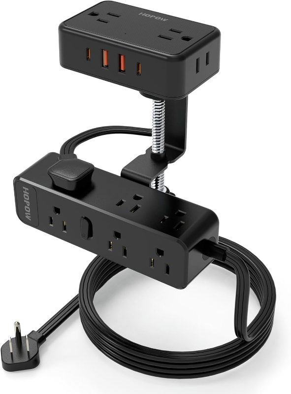 Photo 1 of Dual Layer Desk Clamp Power Strip, Desktop Edge Mount Charging Station with 13 O
