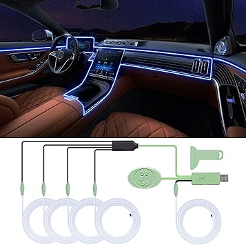 Photo 1 of 5 in 1 Car Led Strip Lights, Interior Car Light, Ambient Led Lighting Kit with RGB Colors Fiber Optics&Music Sync Rhythm, USB Neon Light Accessories for Car Door, Center Console&Dashboard
