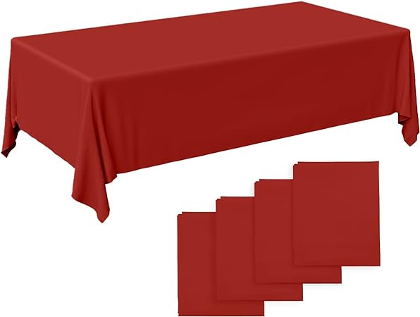 Photo 1 of C CRYSTAL LEMON Plastic Table Cloths for Parties Disposable - Pack of 4 (Ruby Red)
