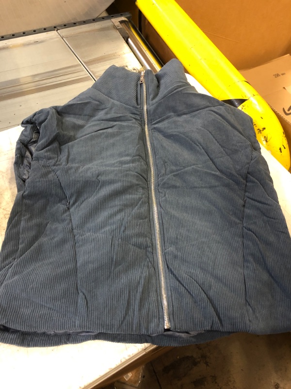 Photo 1 of Fazortev Womens Corduroy Puffer Vest Zip Up Jacket Padded Gilet Outerwear MEDIUM